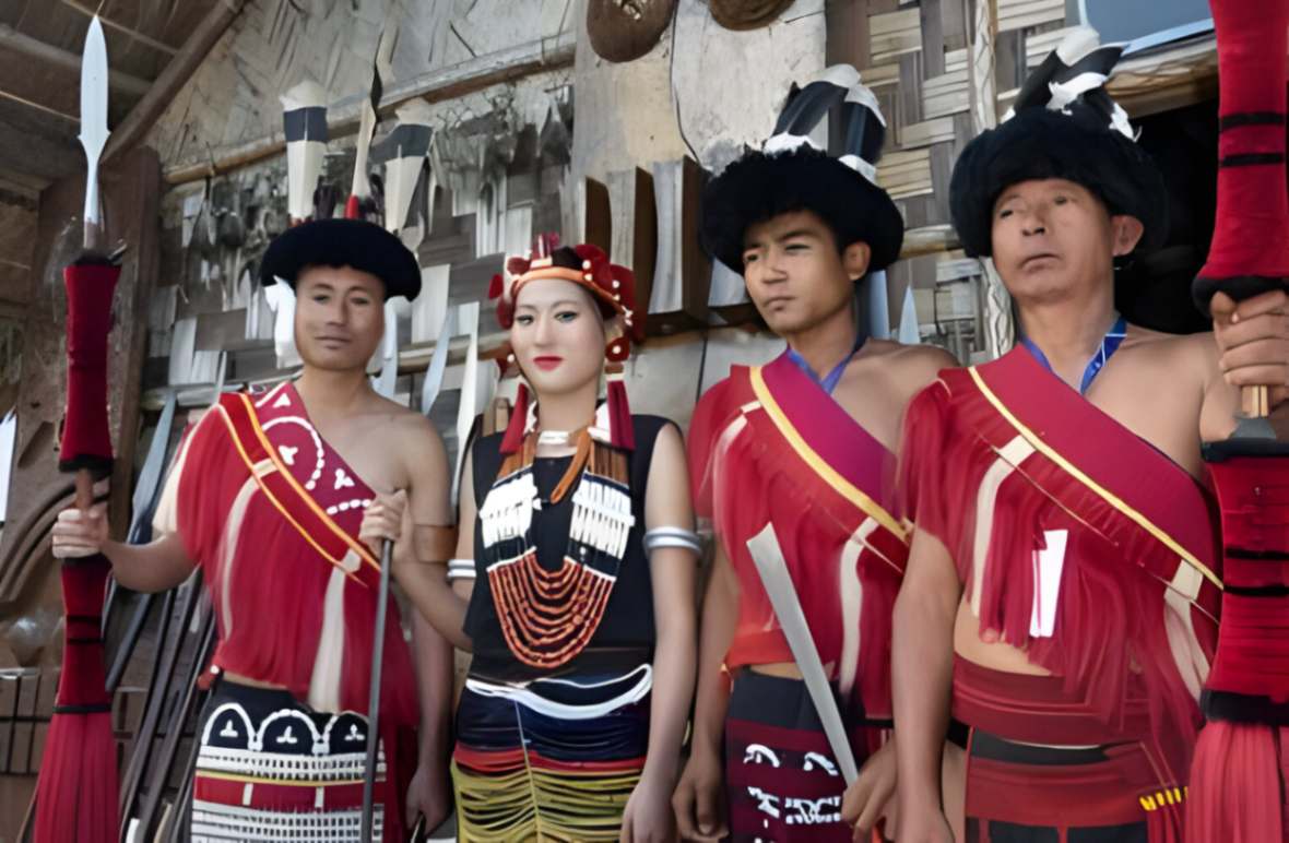 Traditional Naga costume at the Hornbill Festival in Nagaland