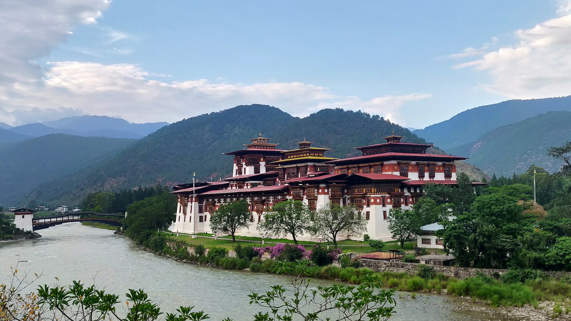 Punakha Dzong at the meeting of two rivers in the Punakha valley, Bhutan